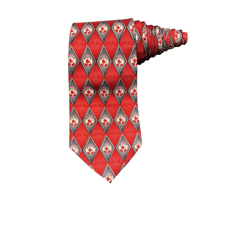 MLB By Eagle Necktie Boston Red Sox Diamond Pattern Logo Necktie Baseball Silk